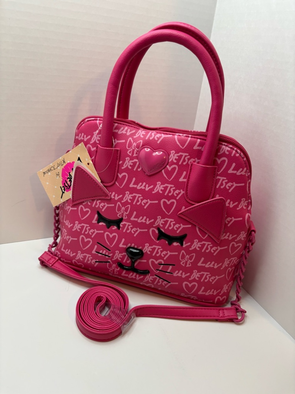 Luv Betsey Johnson Hot Pink Cat Face Satchel crossbody LBLINI